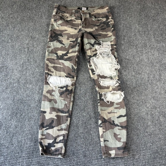 Gjg Denim Denim - GJG Denim Camo Distressed Ripped Skinny Jeans Size 3 PS-1000 Made in USA